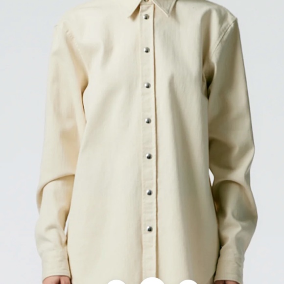 Tibi Garment Washed Twill Easy Shirt Beige XXS (M) - Picture 6 of 9